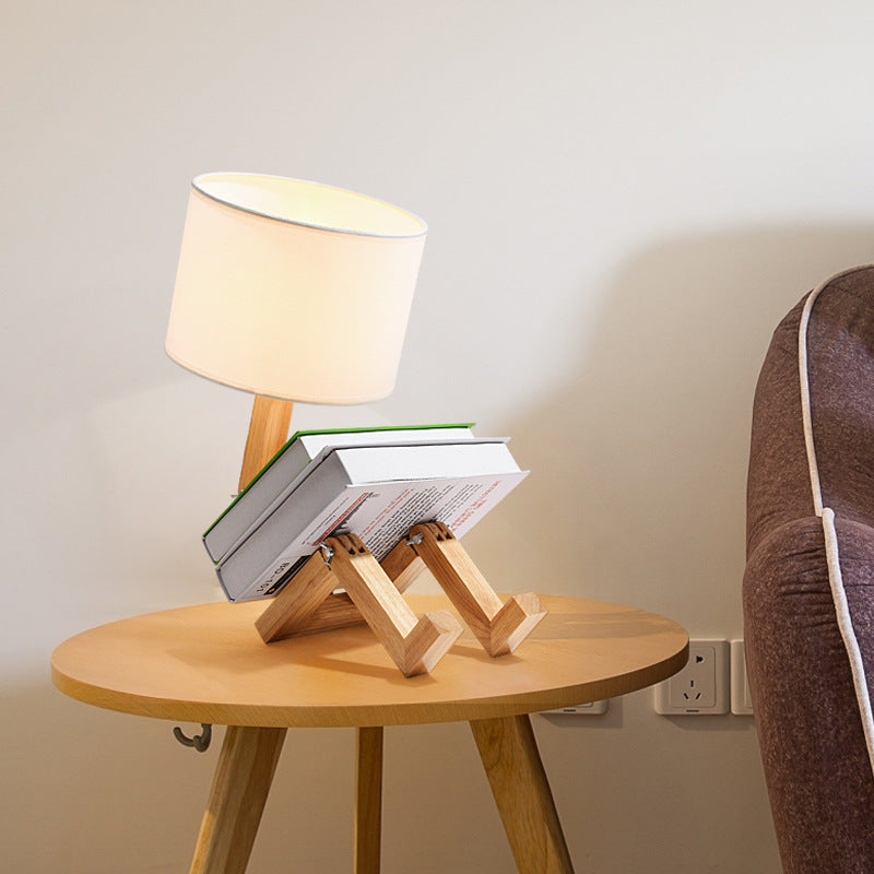 Nordic Modern Wooden Desk Lamp - Creative Solid Wood LED Bedside Lighting for Bedroom Gift