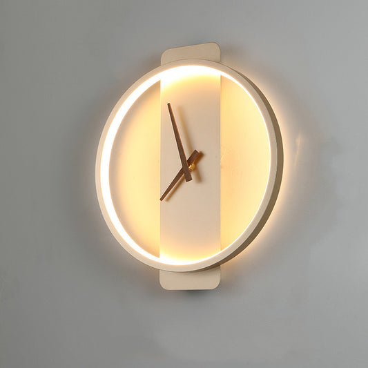 Nordic Style Wall Lamp with Clock for Bedroom and Bedside Use