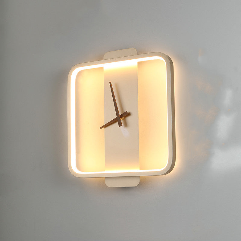 Nordic Style Wall Lamp with Clock for Bedroom and Bedside Use