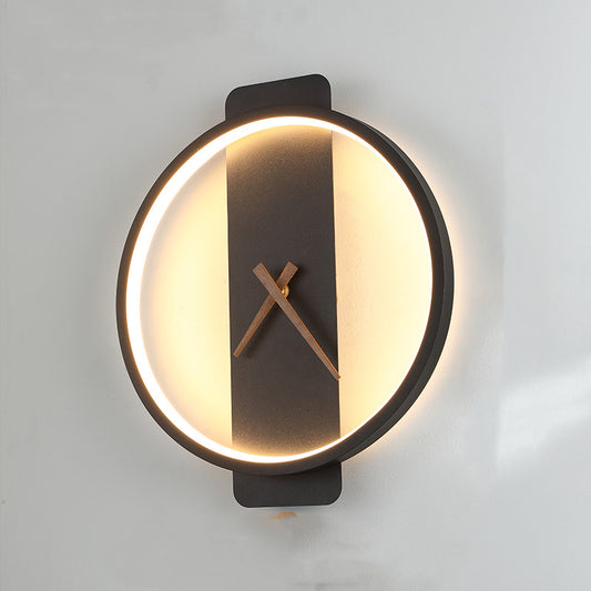 Nordic Style Wall Lamp with Clock for Bedroom and Bedside Use