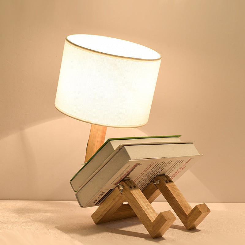 Nordic Modern Wooden Desk Lamp - Creative Solid Wood LED Bedside Lighting for Bedroom Gift