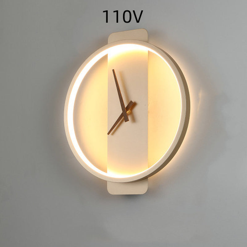 Nordic Style Wall Lamp with Clock for Bedroom and Bedside Use