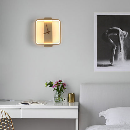 Nordic Style Wall Lamp with Clock for Bedroom and Bedside Use