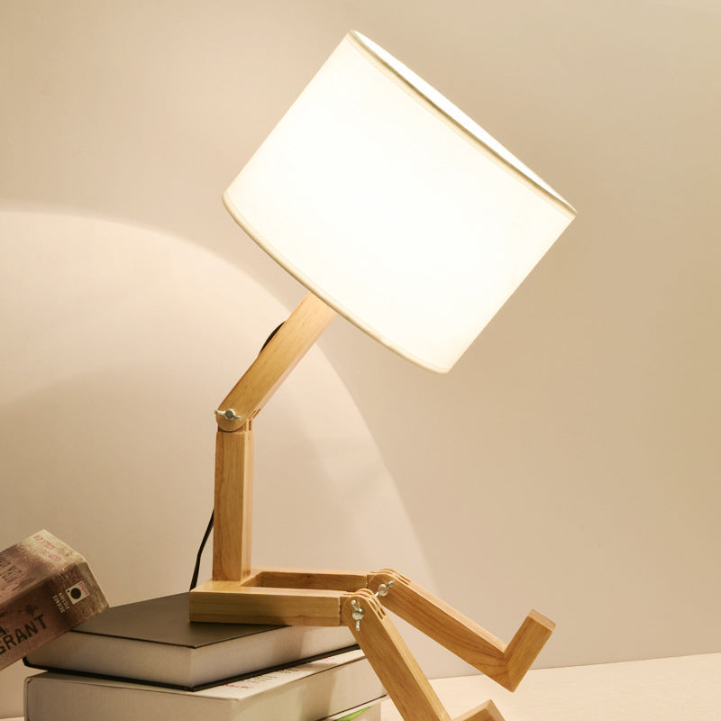 Nordic Modern Wooden Desk Lamp - Creative Solid Wood LED Bedside Lighting for Bedroom Gift