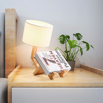 Nordic Modern Wooden Desk Lamp - Creative Solid Wood LED Bedside Lighting for Bedroom Gift