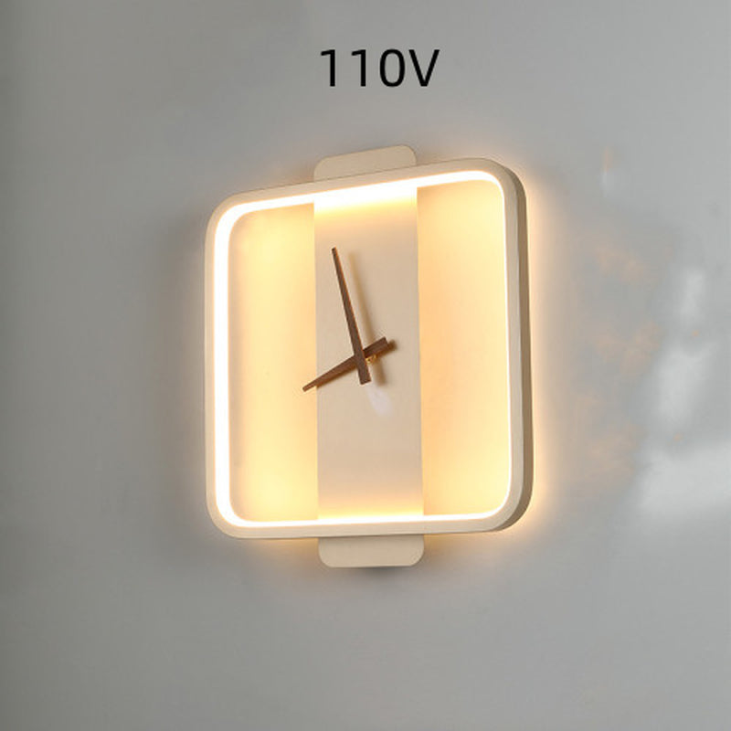 Nordic Style Wall Lamp with Clock for Bedroom and Bedside Use